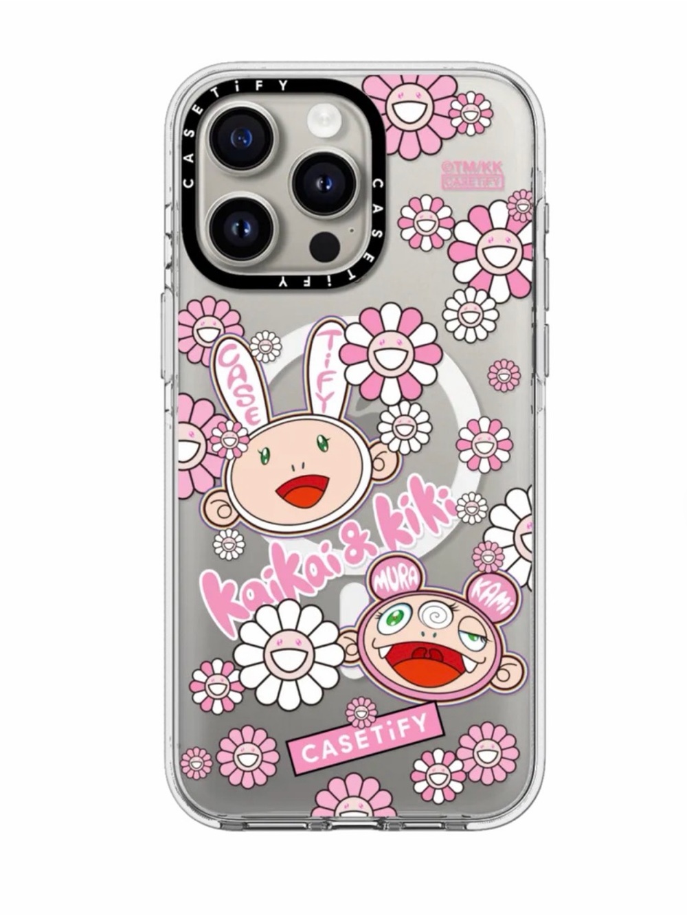 Casetify Pink & White Floral Kawai'i & Kiki Clear Phone Case